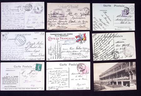 +150 lettres/CPA avec cachets d'Hôpitaux militaires