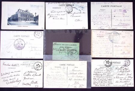 +150 lettres/CPA avec cachets d'Hôpitaux militaires