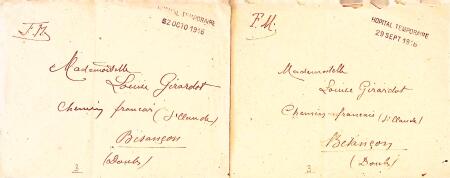 +150 lettres/CPA avec cachets d'Hôpitaux militaires