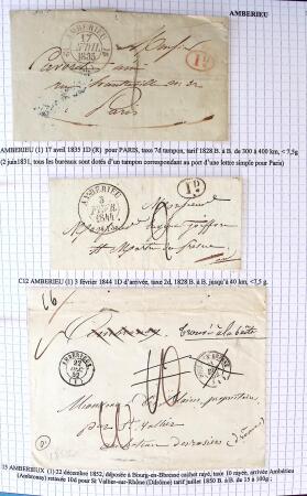 Histoire postale de l'Ain d'environ 650 lettres en