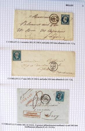 Histoire postale de l'Ain d'environ 650 lettres en