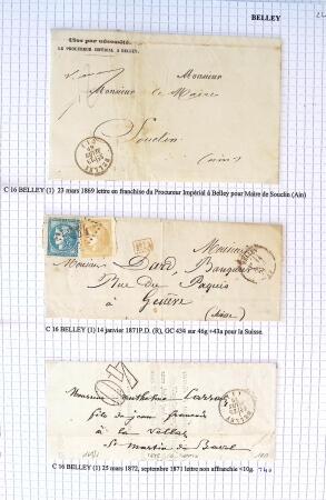 Histoire postale de l'Ain d'environ 650 lettres en