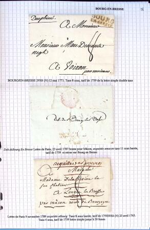 Histoire postale de l'Ain d'environ 650 lettres en