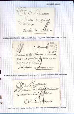 Histoire postale de l'Ain d'environ 650 lettres en