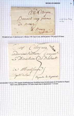 Histoire postale de l'Ain d'environ 650 lettres en