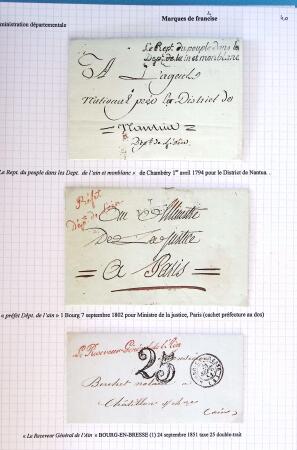 Histoire postale de l'Ain d'environ 650 lettres en