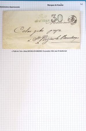Histoire postale de l'Ain d'environ 650 lettres en