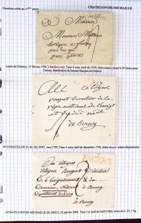 Histoire postale de l'Ain d'environ 650 lettres en