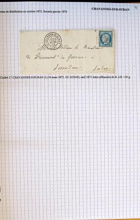 Histoire postale de l'Ain d'environ 650 lettres en