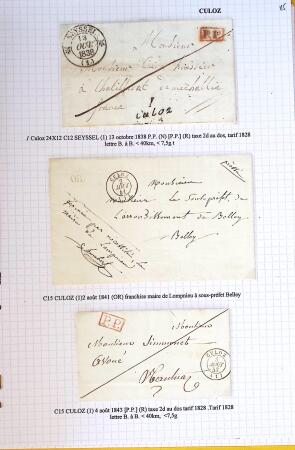 Histoire postale de l'Ain d'environ 650 lettres en