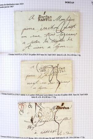 Histoire postale de l'Ain d'environ 650 lettres en