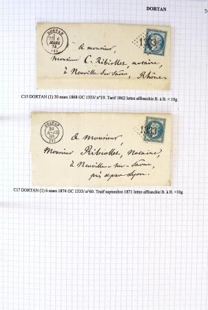 Histoire postale de l'Ain d'environ 650 lettres en