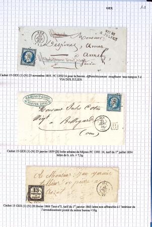 Histoire postale de l'Ain d'environ 650 lettres en