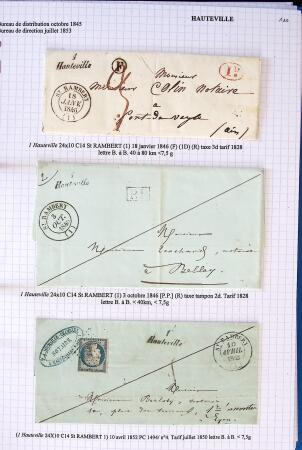 Histoire postale de l'Ain d'environ 650 lettres en