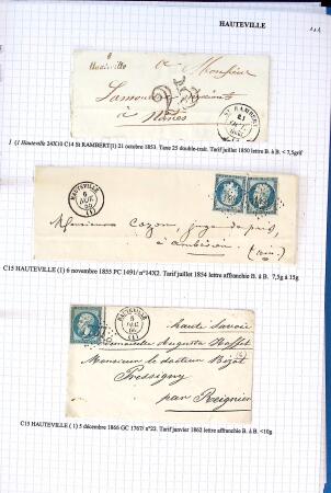 Histoire postale de l'Ain d'environ 650 lettres en