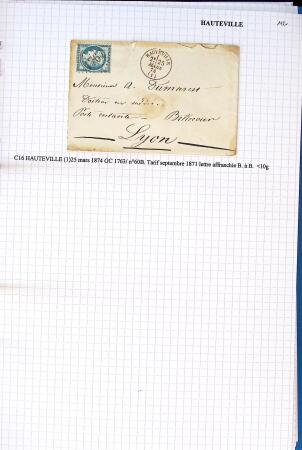 Histoire postale de l'Ain d'environ 650 lettres en