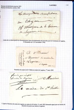 Histoire postale de l'Ain d'environ 650 lettres en