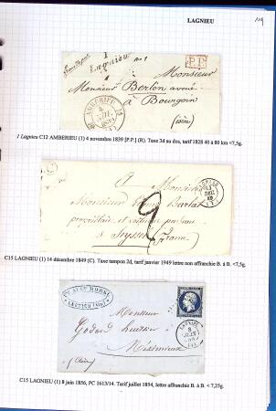 Histoire postale de l'Ain d'environ 650 lettres en