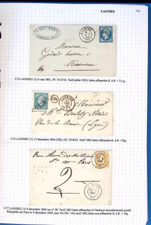 Histoire postale de l'Ain d'environ 650 lettres en