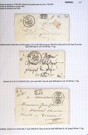 Histoire postale de l'Ain d'environ 650 lettres en