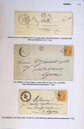 Histoire postale de l'Ain d'environ 650 lettres en