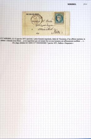 Histoire postale de l'Ain d'environ 650 lettres en