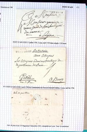 Histoire postale de l'Ain d'environ 650 lettres en