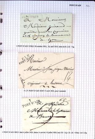 Histoire postale de l'Ain d'environ 650 lettres en
