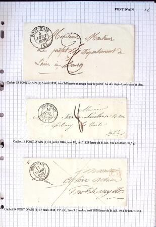 Histoire postale de l'Ain d'environ 650 lettres en