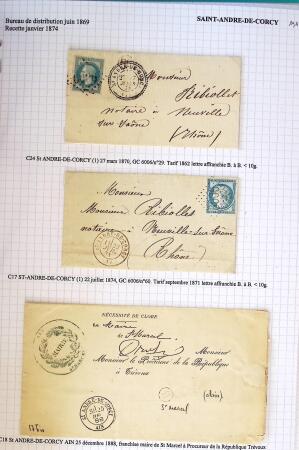 Histoire postale de l'Ain d'environ 650 lettres en