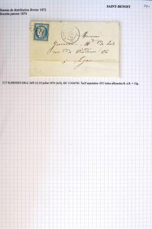 Histoire postale de l'Ain d'environ 650 lettres en