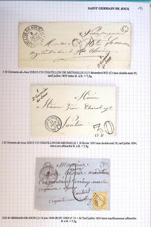 Histoire postale de l'Ain d'environ 650 lettres en