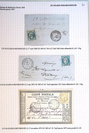Histoire postale de l'Ain d'environ 650 lettres en