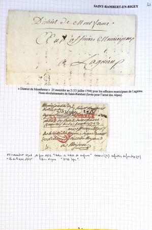 Histoire postale de l'Ain d'environ 650 lettres en