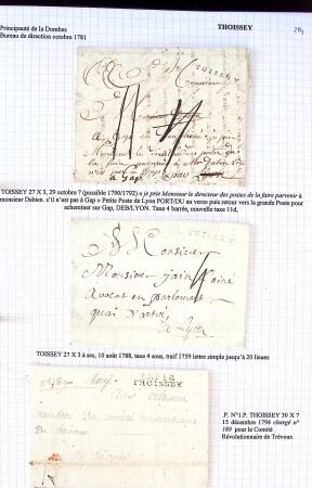 Histoire postale de l'Ain d'environ 650 lettres en