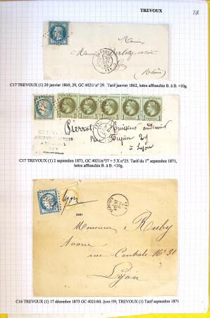 Histoire postale de l'Ain d'environ 650 lettres en