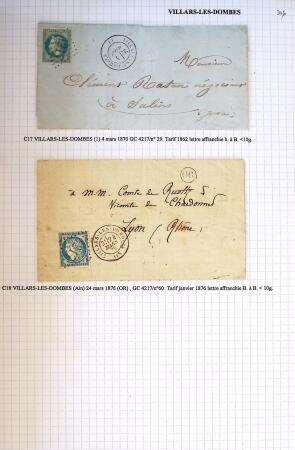 Histoire postale de l'Ain d'environ 650 lettres en
