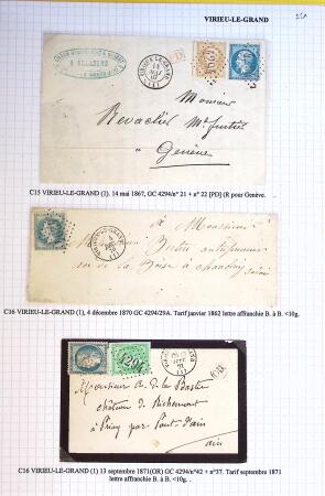 Histoire postale de l'Ain d'environ 650 lettres en