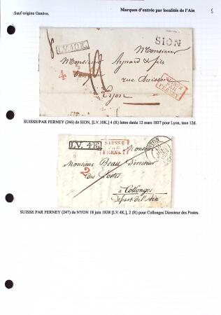 16 lettres avec marques d'entrée de l'Ain