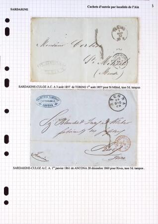 16 lettres avec marques d'entrée de l'Ain