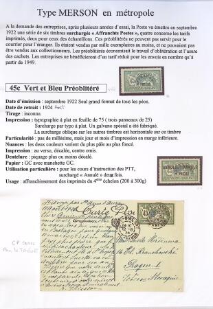 1900-1925 Collection sur le type MERSON montée sur
