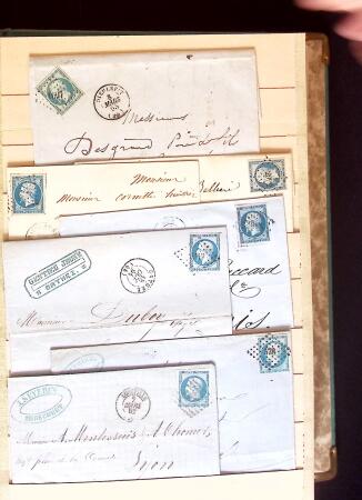 1849-1880 3 gros classeurs de lettres rangées par