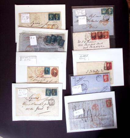 1855-90, Lot of 45 covers and cards mostly franked