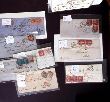 1855-90, Lot of 45 covers and cards mostly franked