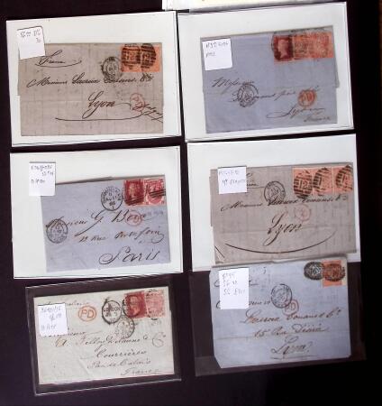 1855-90, Lot of 45 covers and cards mostly franked