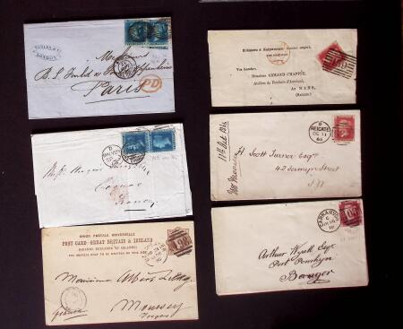 1855-90, Lot of 45 covers and cards mostly franked