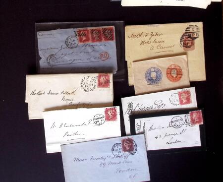 1855-90, Lot of 45 covers and cards mostly franked