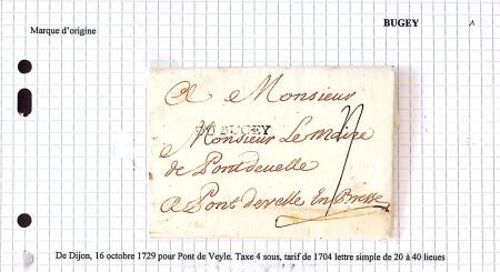 1729-1750 5 lettres avec les premières marques d'origine