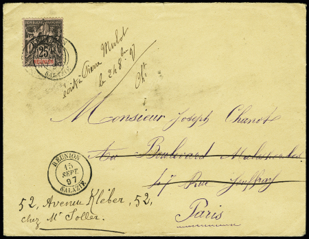 N°39 seul sur lettre de Salazie 1897 pour Paris, TB