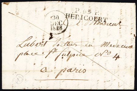 HAUTE-SAONE MP "P 69 P Héricourt" + dateur A (1828),